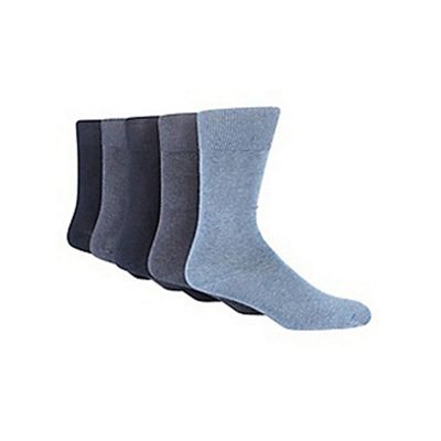 Pack of five blue marl socks